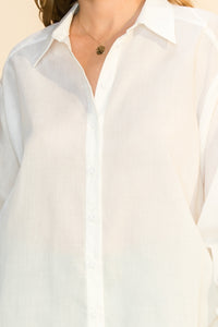 White Button Down with Side Drawstring