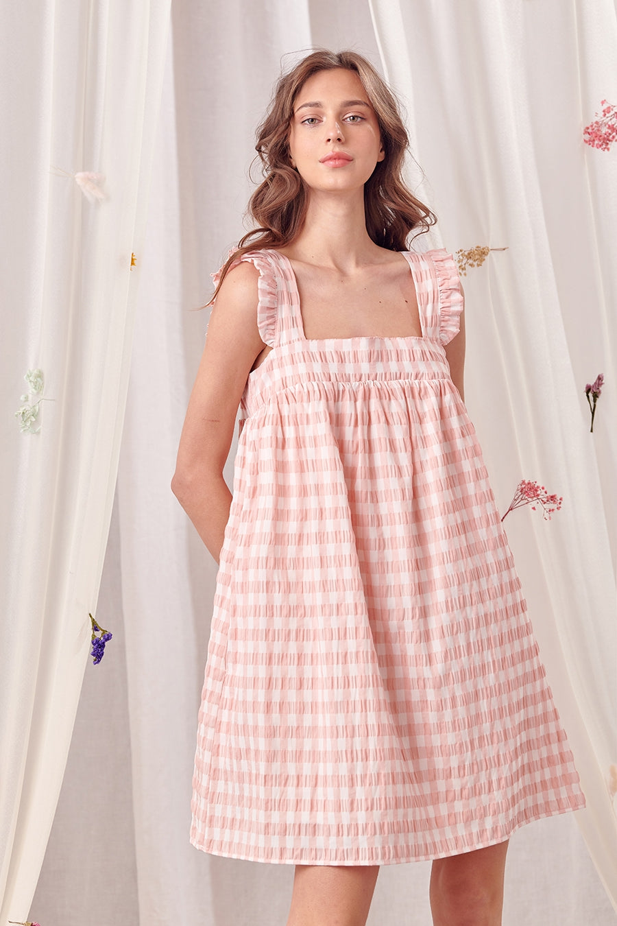 Pretty In Pink Gingham Smocked Dress
