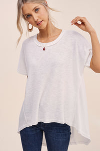 Ribbed Scooped Neck T-Shirt