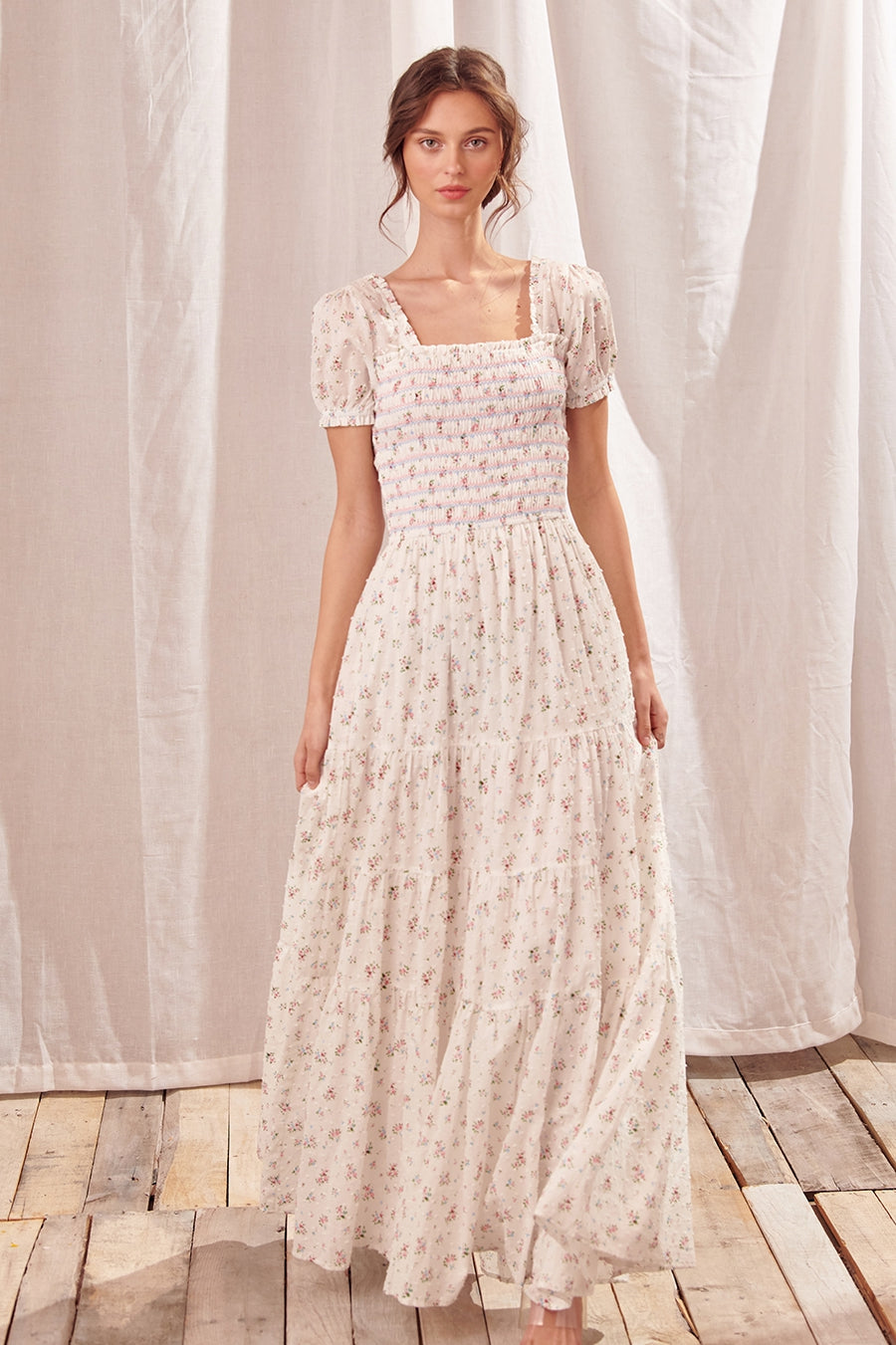 Emma White Floral Maxi Dress