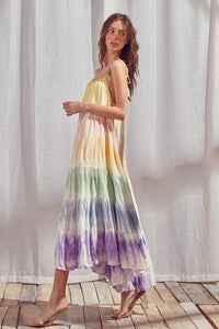 Over the Rainbow Tie-Dye Block Maxi Dress
