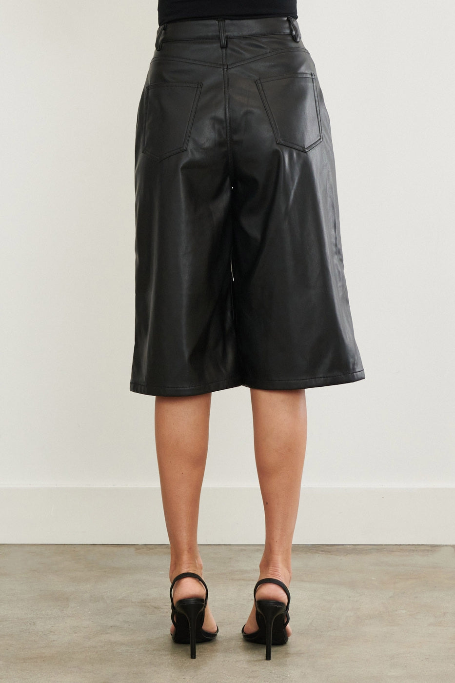 Faux Leather Bermuda Wide Shorts
