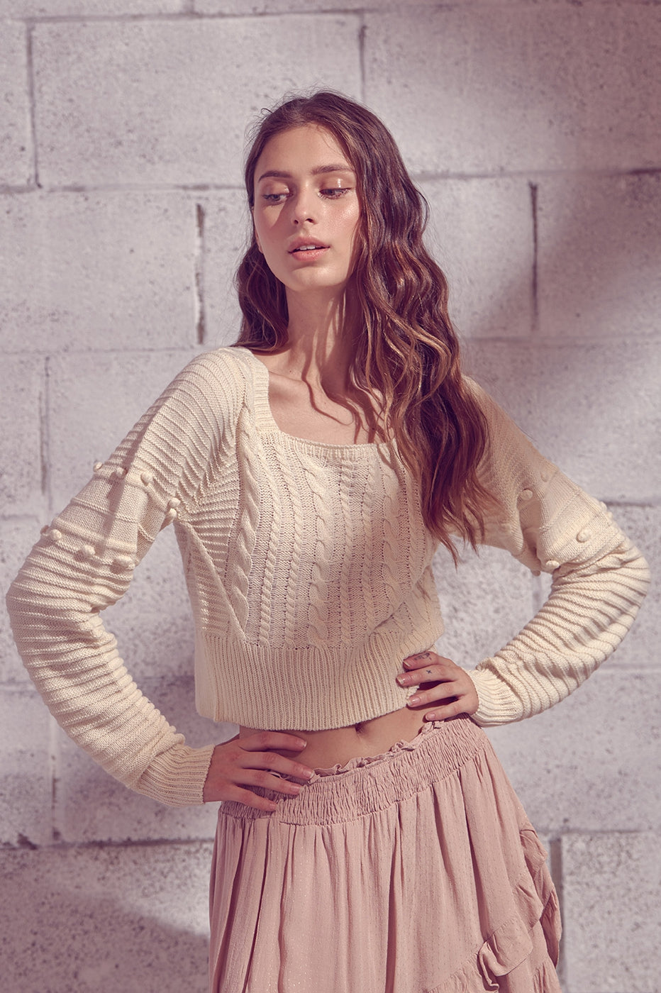 Miss Jane Ribbed Knit Cropped Sweater